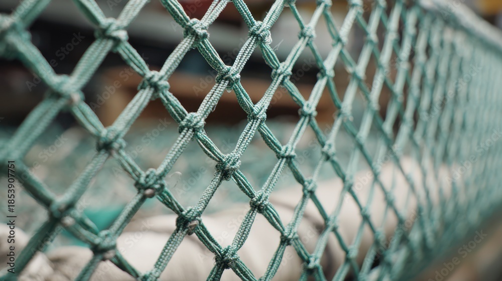 Fototapeta premium Medium shot capturing a disposable screen mesh constructed with lowimpact recycled content emphasizing its minimal environmental footprint and green manufacturing process.