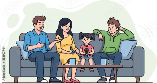 family in the living room