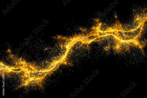 Abstract Sinusoidal Golden Energy Wave with Floating Light Particles