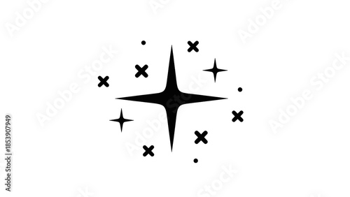 Black star with crosses and stars