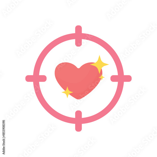 Heart in a crosshair on a white background. Vector illustration for Valentine's Day, March 8th. Love concept.