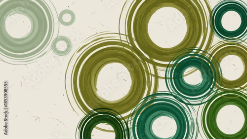Abstract green circles on light background forming organic pattern design