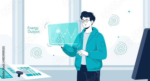 Innovative energy output analysis by professional using virtual interface technology tool