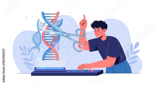 Innovative genetic engineering concept illustrating editing dna with precision scissors and modern