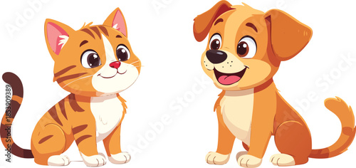 Cute Dog and Cat Pet Illustration – Vector Art