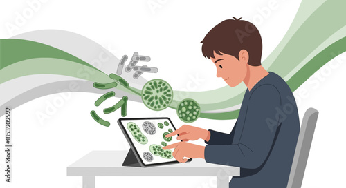 Interactive digital analysis of microorganisms on a tablet screen with modern technology