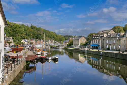 Rance River embankment in Dinan, France