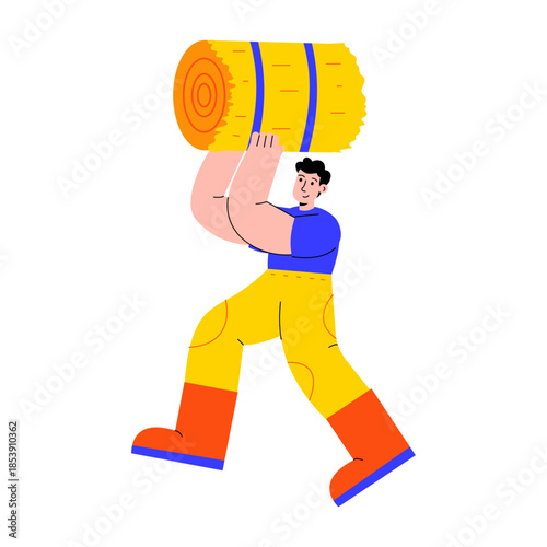 A flat style illustration showing a farmer