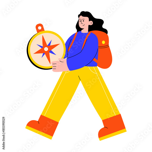 A flat style illustration showing a traveller