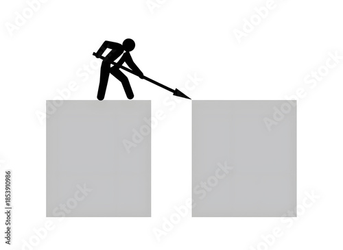 Strategic Business Solution Silhouette Bridging the Gap – Minimalist Leadership Concept for Problem Solving, Success, and Professional Connection