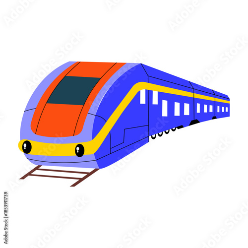 A flat style illustration showing a subway car