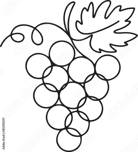 Single continuous line drawing healthy organic grapes for vineyard logo identity. Fresh tropical fruitage concept for fruit orchard garden icon. one line Icon drawing