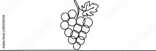 Single continuous line drawing healthy organic grapes for vineyard logo identity. Fresh tropical fruitage concept for fruit orchard garden icon. one line Icon drawing