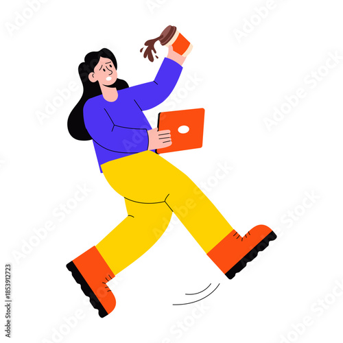 A flat style illustration showing a person falling