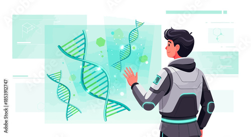 Exploring genetic frontiers futuristic dna interaction medical innovation cutting edge technology