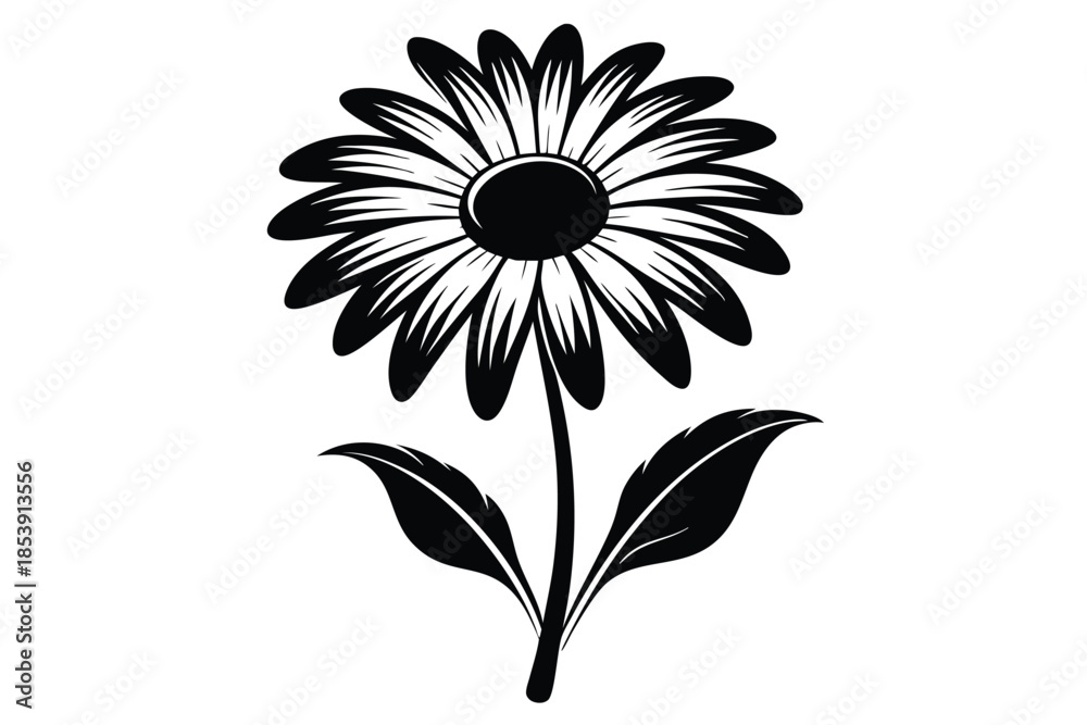 Fototapeta premium daisy silhouette line art vector illustration with a white background