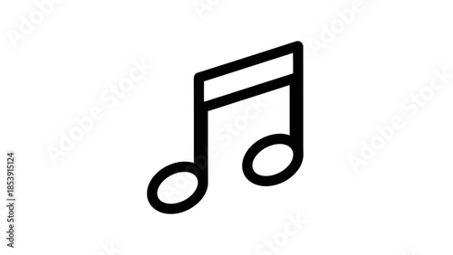 Simple black outline icon of a double eighth musical note on a clean white background.