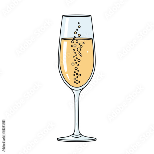 Champagne glass with bubbles