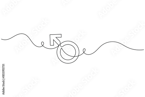 Minimalist Continuous One Line Drawing of Male Gender Mars Symbol