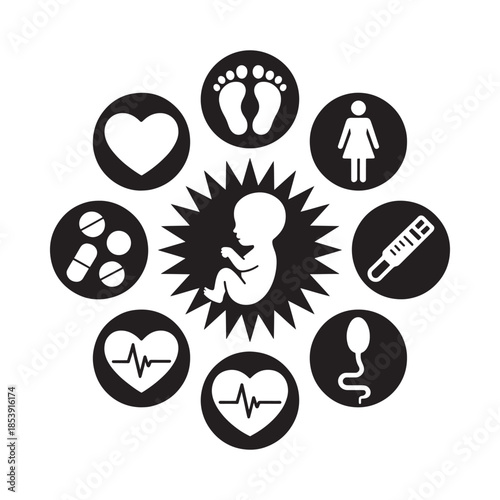 Pregnancy and healthcare symbols a visual representation of maternal and fetal well being
