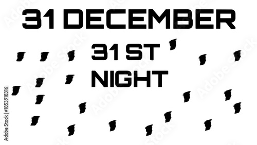 New Year 31st Night Celebration Typography Text Design Vector
