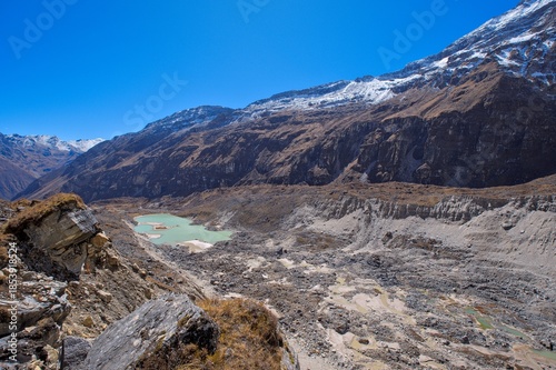 Mountain Jomolhari Glacier Lake in the Morning at Bhutan