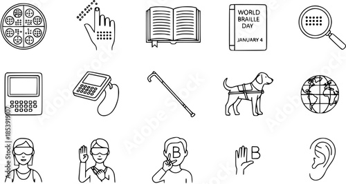 Braille and Visual Impairment Icons: Accessibility, Education, and Support Tools for the Blind