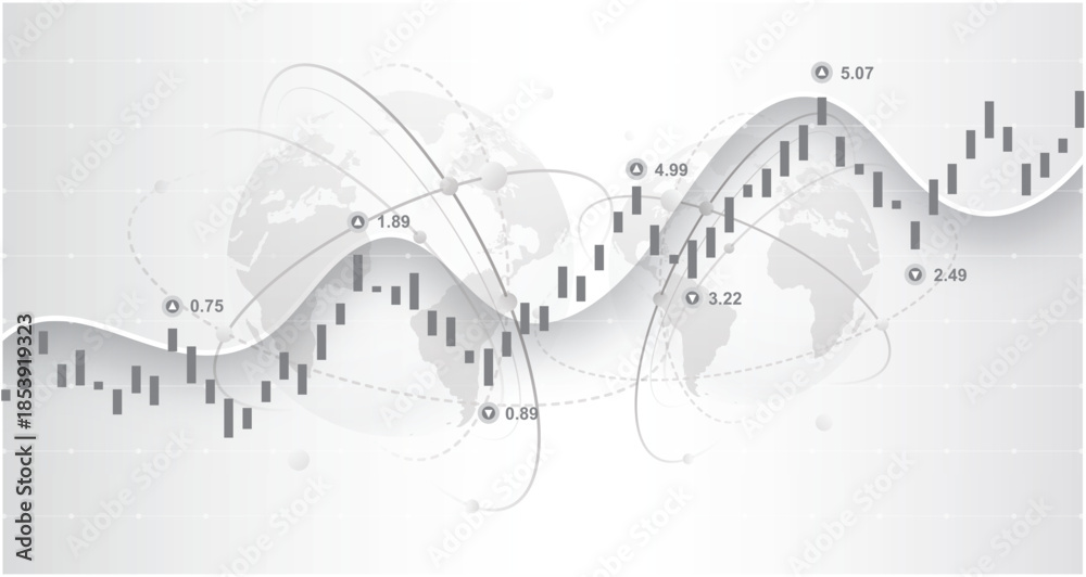 Fototapeta premium Stock market trading graph with global finance concept