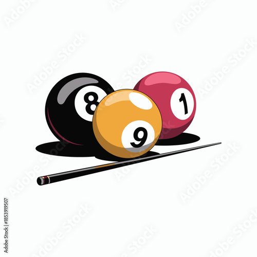 Pool Ball Vector Icon: Minimalist billiard ball graphic with number eight design for sports equipment marketing, bar games, and competition leisure activity concepts.