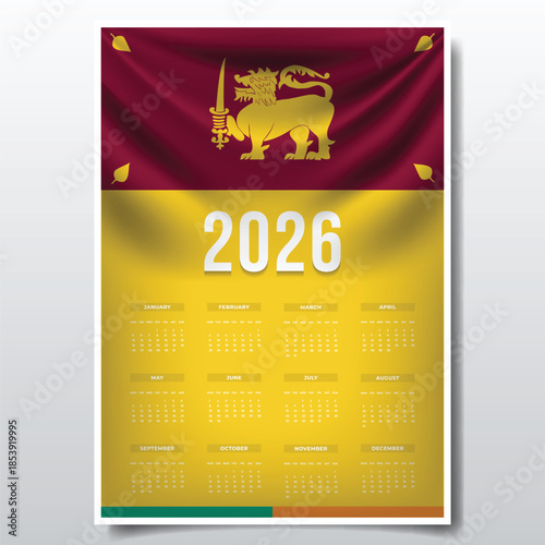 2026 Printable Calendar Design with SRI LANKA Flag Theme, Patriotic  SRI LANKA Yearly Planner Template