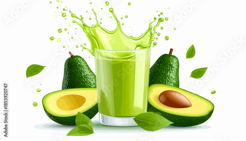 Refreshing Avocado Smoothie Bursting with Freshness and Vibrant Green Color