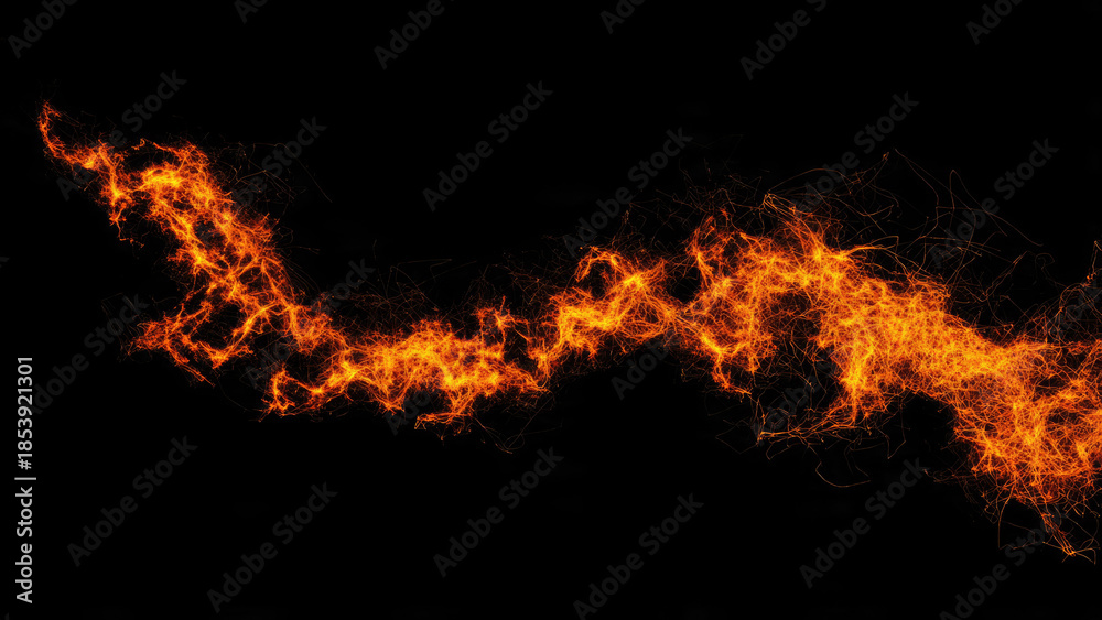 Fototapeta premium Abstract Fire Trail on Black Background