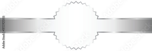Silver Badge and Ribbon Vector Graphic. Mockup and template design.