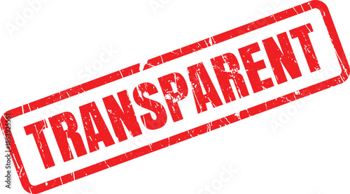 Distinct red rubber stamp impression with the word TRANSPARENT displayed on a plain white backdrop