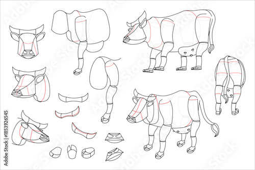 Breaking down cow shape using simple manipulated forms