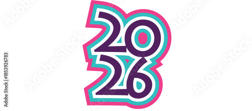 A stylized graphic representation of the year 2026 viewed from a straightforward perspective