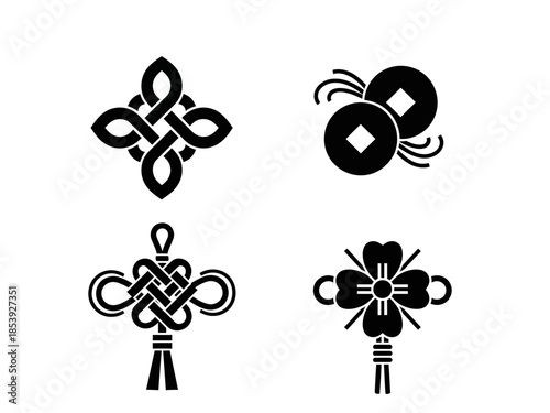 vector silhouette of a traditional Chinese knot