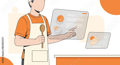 Digital kitchen culinary experience with interactive recipes and modern interface design