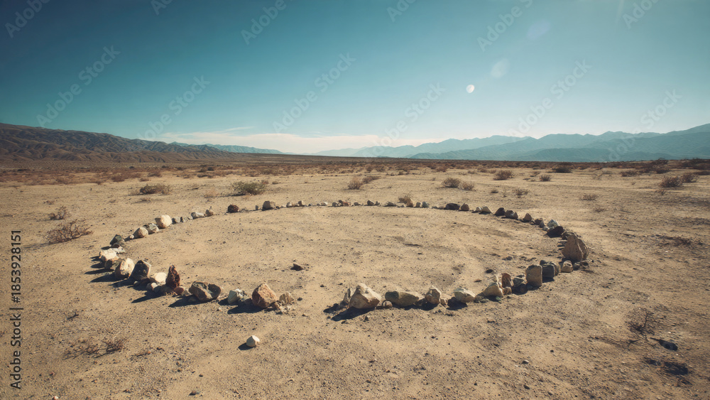 Obraz premium Desert Landscape with Rock Circle