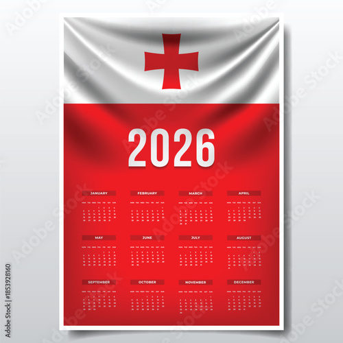 2026 Printable Calendar Design with GEORGIA Flag Theme, Patriotic  GEORGIA Yearly Planner Template