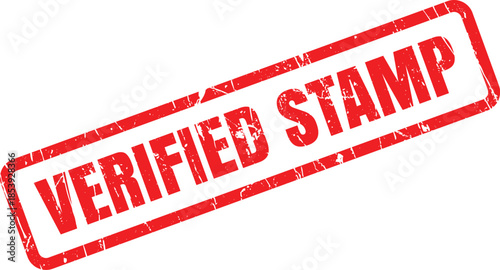 A textured red rubber stamp showing the words VERIFIED STAMP on a simple white background