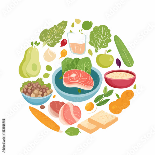 Healthy and Fresh Assorted Meat and Vegetable Meal Ingredients for Cooking and Nutrition