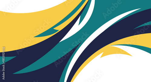 Abstract dynamic waves background with yellow, teal, and navy blue colors