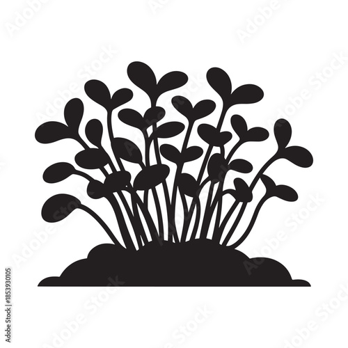A simple illustration of a cluster of young plants sprouting from soil