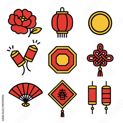 Red lantern firecracker coin knot fan plum blossom octagon charm couplet spring sign