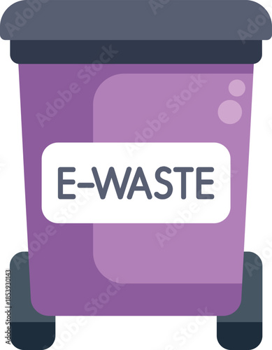 Purple e waste container reminding us of the importance of proper disposal for electronic devices