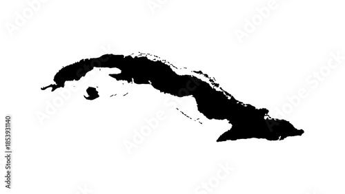 Obraz na plátne Black Silhouette Map of CUBA Isolated on Transparent Background Minimal Geograph