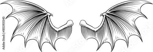 A pair of bat, dragon, devi...
