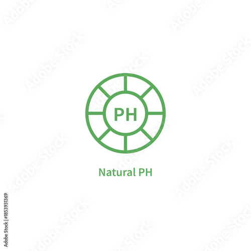 Natural pH Balance Icon – Green Line Art Vector Symbol for Cosmetics, Skincare, and Chemistry