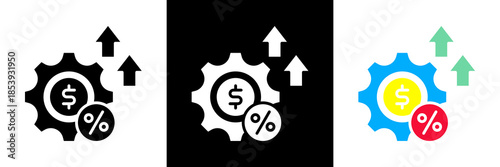 Efficiency Ratio Icon Set Glyph vector Illustration 